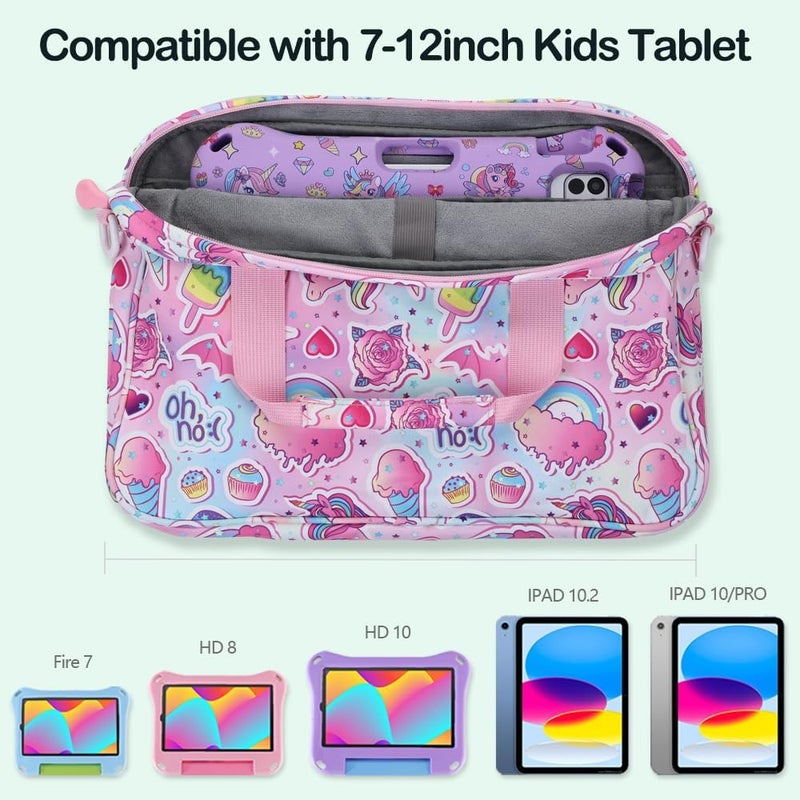 FunnyWin Kids Tablet Bag for Boy Girl Toddler Carrying Tablet Sleeve Carrying with Handle Shoulder Strap 13 inch - Image 2